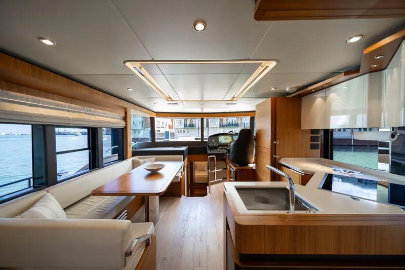 Slide: The Image of Luxurious interior of 2018 Absolute 58 Navetta yacht with modern design and spacious layout. - 49