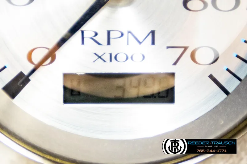 Slide: The Image of Close-up of a Bennington 24 SPDXDF 2016 RPM gauge displaying 3490 RPM. - 35