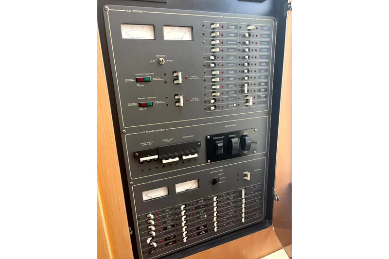 Slide: The Image of Electrical control panel on a 1993 Tiara Yachts 43 Open boat. - 25