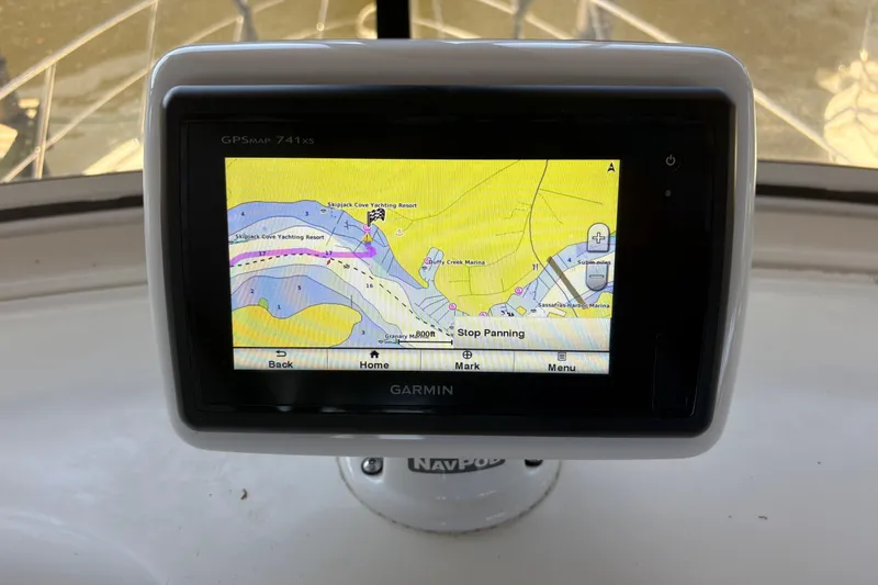 Slide: The Image of Garmin GPSMap 741xs on 2007 Carver 42 Super Sport yacht, displaying nautical chart. - 13