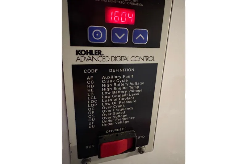 Slide: The Image of Kohler advanced digital control panel with error codes on a 2007 Carver 42 Super Sport. - 2