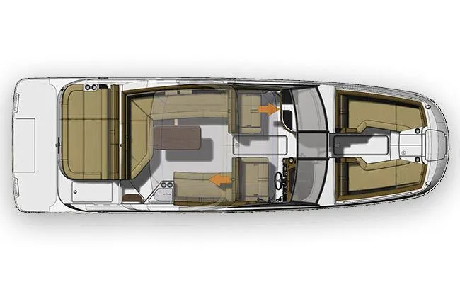 Slide: The Image of Manufacturer Provided Image: Top view layout of 2016 Sea Ray 270 Sundeck boat interior. - 8
