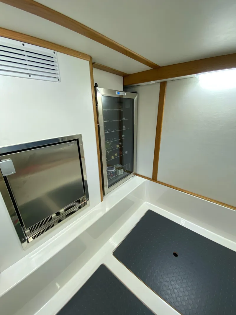 Slide: The Image of Luxurious bathroom in 2019 Sabre 45 Salon Express yacht with glass shower and modern sink. - 48