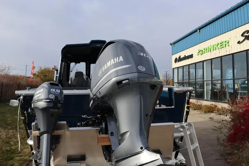 Slide: The Image of 2026 Hewescraft 240 Ocean Pro ET HT with Yamaha outboard motors at dealership. - 3