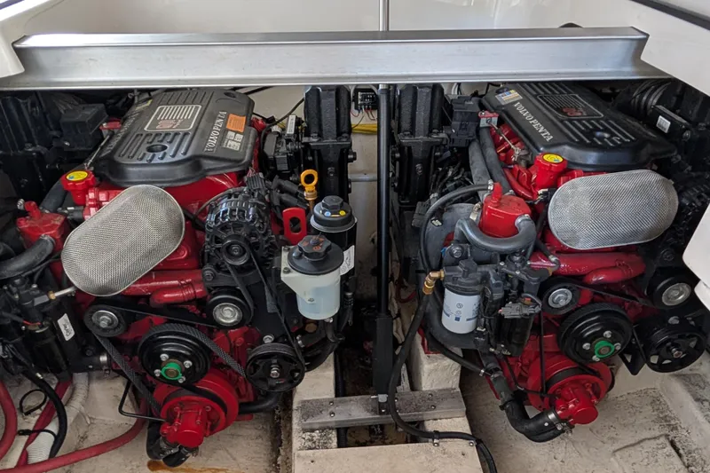 Slide: The Image of Twin Volvo Penta engines in a 2012 Chaparral 327 SSX boat. - 35
