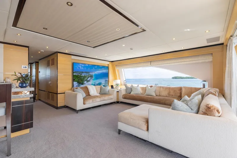 Slide: The Image of Luxurious interior of 2018 Benetti Fast 125 yacht with plush seating and ocean view. - 31