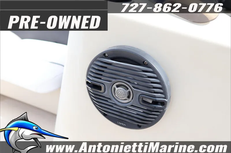 Slide: The Image of Pre-owned 2012 Harris FloteBote Cruiser CX 200 with Clarion speaker, contact Antonietti Marine. - 14