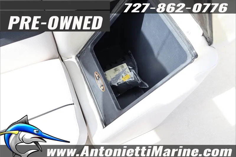 Slide: The Image of Pre-owned 2012 Harris FloteBote Cruiser CX 200 storage compartment, contact Antonietti Marine. - 20