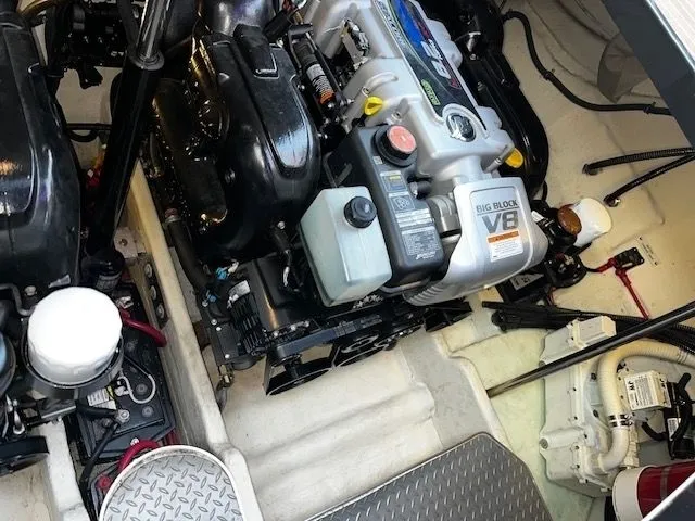 Slide: The Image of Engine compartment of a 2018 Formula 37 Performance Cruiser, featuring a powerful V8 engine. - 12