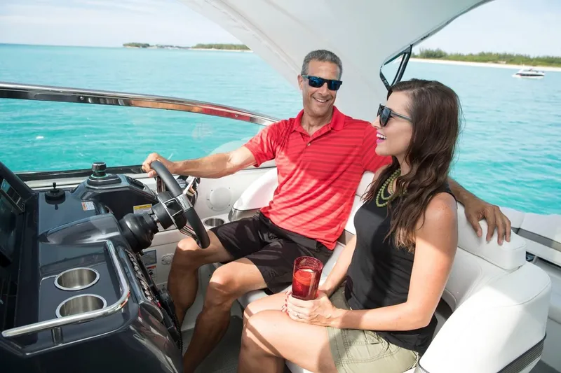 Slide: The Image of Couple enjoying a ride on a 2019 Formula 37 Performance Cruiser. - 19