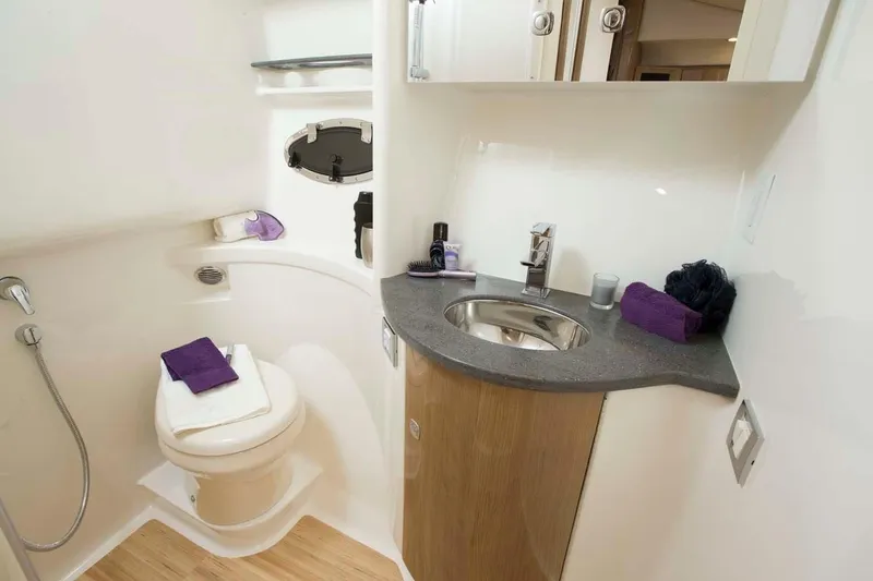 Slide: The Image of 2019 Formula 37 Performance Cruiser bathroom with modern fixtures and elegant design. - 31