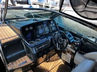 Slide: The Image of 2018 Formula 37 Performance Cruiser cockpit with modern navigation and control systems. - 5