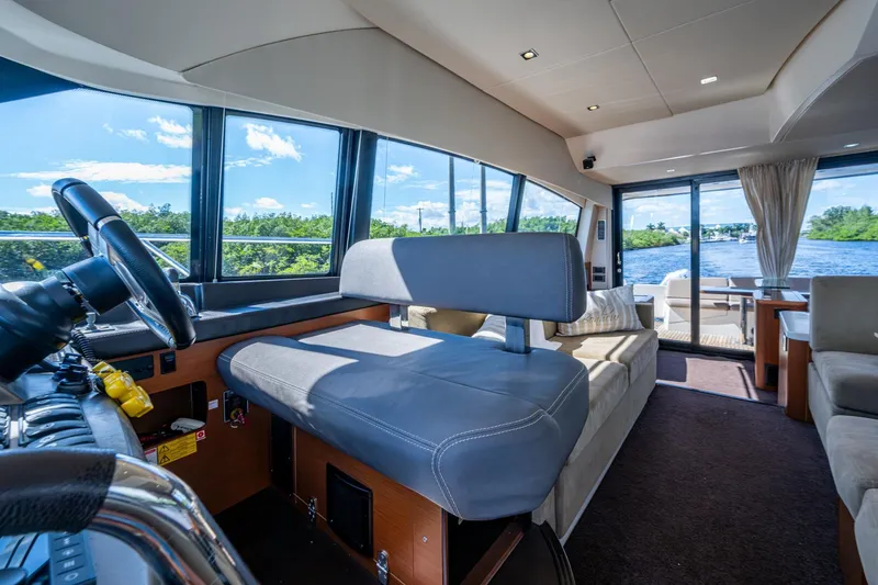 Slide: The Image of Luxurious 2012 Prestige Flybridge yacht interior with scenic water view. - 46