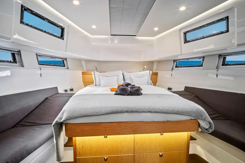 Slide: The Image of Luxurious cabin interior of 2019 Fjord 52 Open yacht with modern design. - 19
