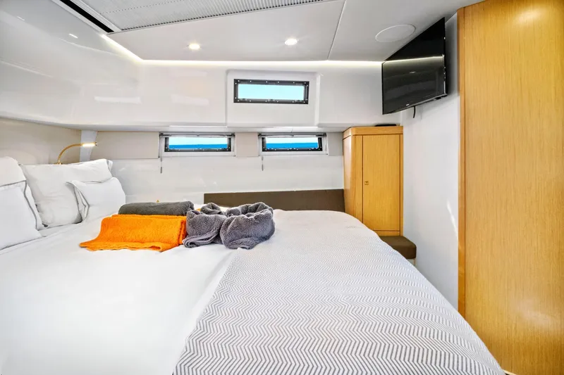 Slide: The Image of Luxurious cabin interior of 2019 Fjord 52 Open yacht with cozy bedding and modern amenities. - 20