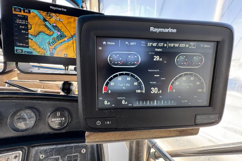 Slide: The Image of Raymarine navigation and engine display on 1985 Carver 3607 Aft Cabin Motor Yacht. - 24