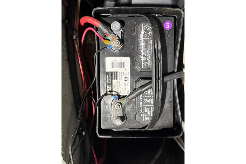 Slide: The Image of Battery setup in a 1985 Carver 3607 Aft Cabin Motor Yacht. - 87