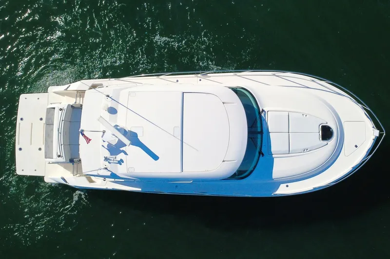 Slide: The Image of Overhead view of 2018 Tiara Yachts C44 Coupe on water. - 9