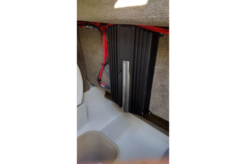 Slide: The Image of Interior of 2014 Sea Ray 270 SLX with Sony amplifier and wiring. - 28