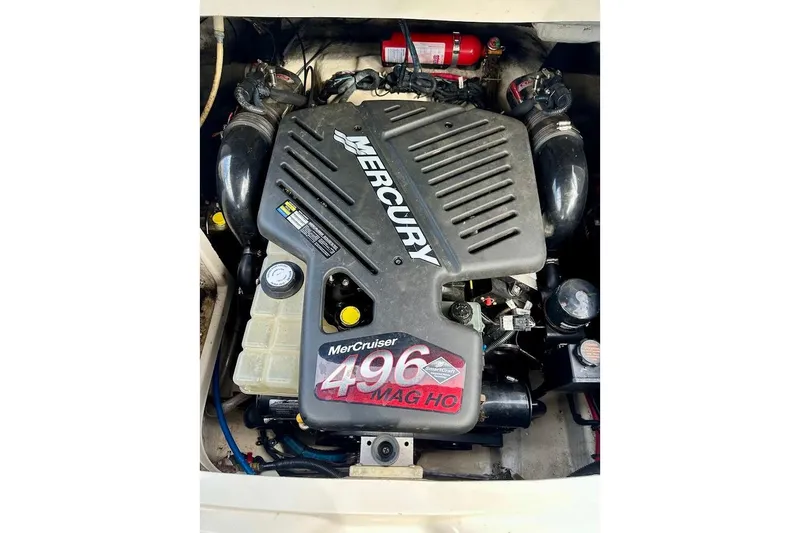 Slide: The Image of MerCruiser 496 MAG HO engine in 2004 Sea Ray 270 Sundeck boat. - 26