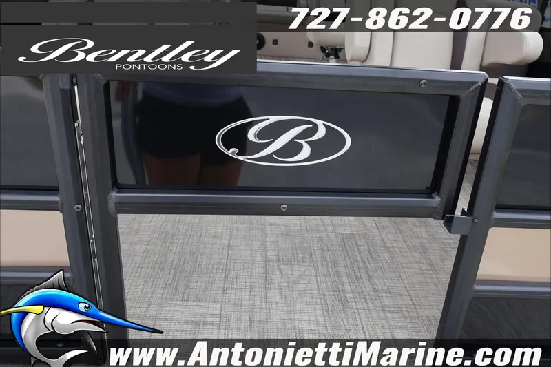 Slide: The Image of 2026 Bentley Pontoons Fish 243 Swingback console with storage compartment, displayed by Antonietti Marine. - 11