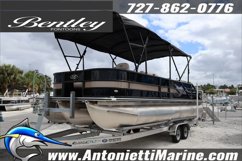 Slide: The Image of 2026 Bentley Pontoons Fish 243 Swingback with Suzuki outboard motor at Antonietti Marine. - 4