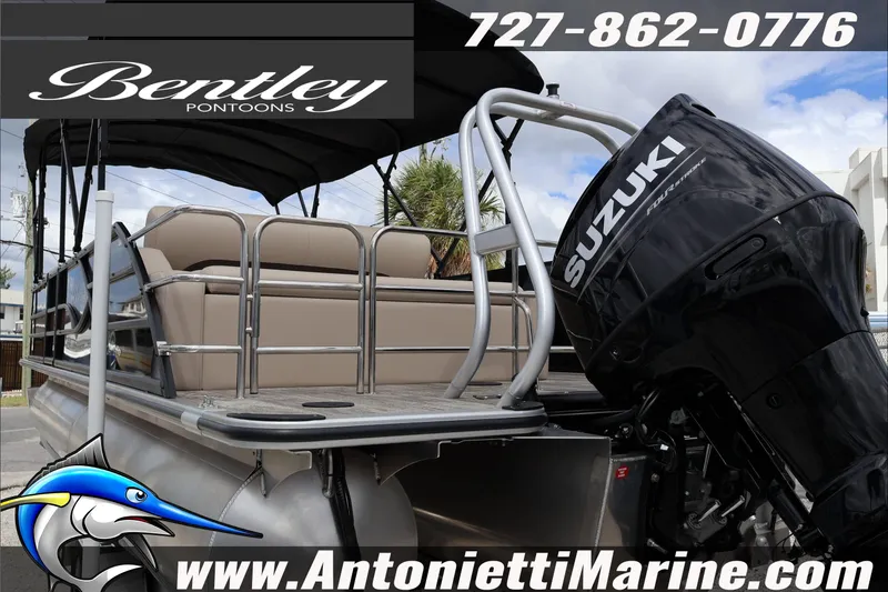 Slide: The Image of 2026 Bentley Pontoons Fish 243 Swingback interior flooring, featuring marine-grade carpet. - 6