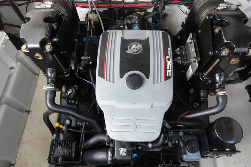 Slide: The Image of Engine of 2010 Sea Ray 260 Sundancer boat, featuring MerCruiser 350 MAG. - 12
