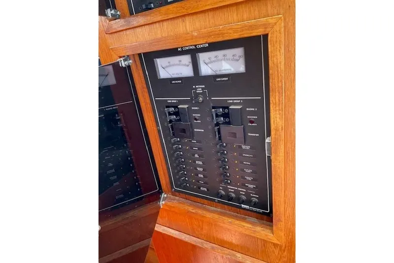 Slide: The Image of Electrical control panel on a 1990 Sabreline 36 Fast Trawler boat. - 41