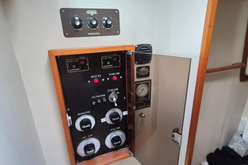 Slide: The Image of Electrical control panel on a 1990 Sabreline 36 Fast Trawler boat. - 20