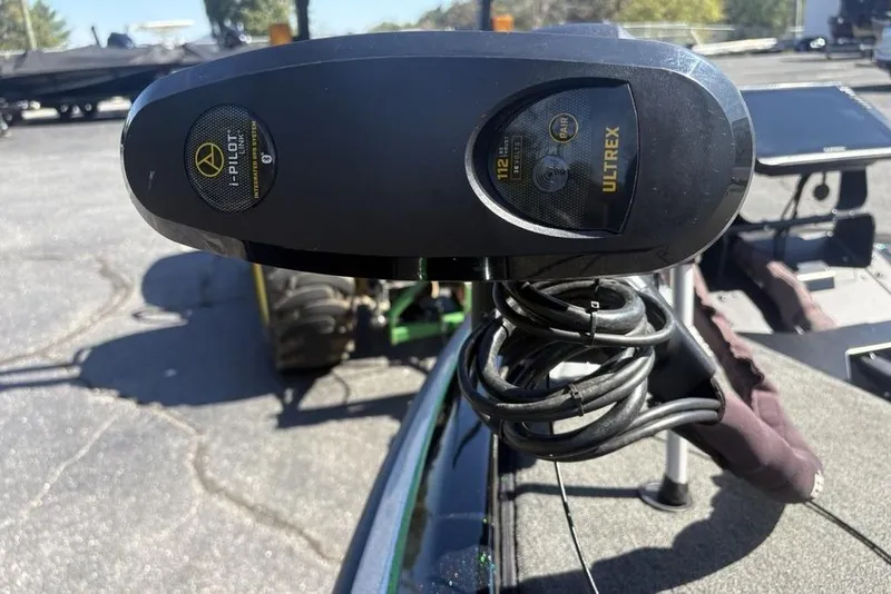 Slide: The Image of 2024 Skeeter ZXR20 boat with i-Pilot Ultrex trolling motor, coiled cable visible. - 6