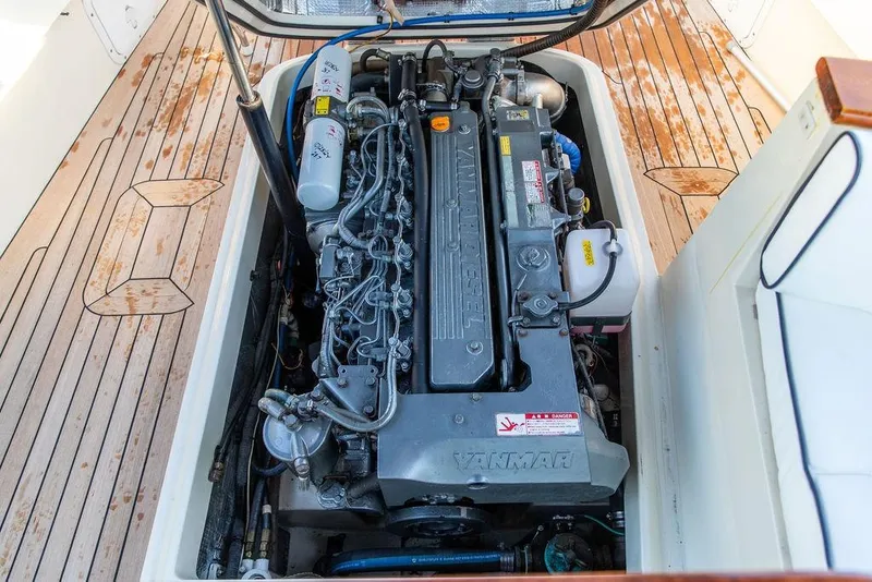 Slide: The Image of 2005 Hinckley Talaria 29R engine compartment with Yanmar diesel engine. - 25
