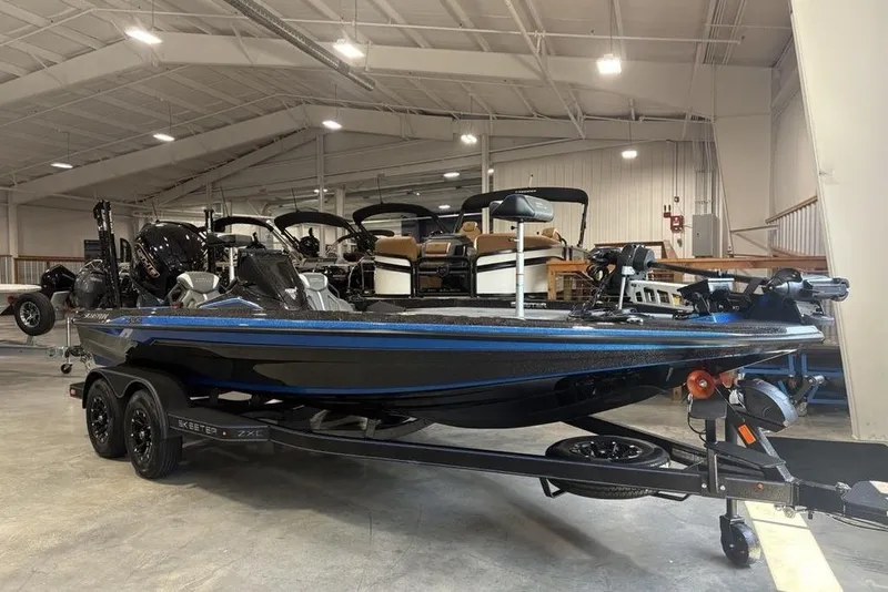 Slide: The Image of 2026 Skeeter ZXE20 boat in showroom, featuring sleek design and modern equipment. - 3