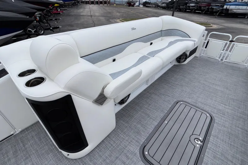 Slide: The Image of Luxurious seating on 2026 JC NEPTOON 27TT SPORT boat with cup holders and speakers. - 5