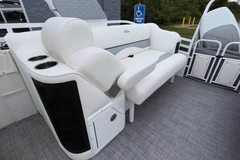 Slide: The Image of Luxurious seating on 2026 JC NEPTOON 27TT SPORT boat with cup holders and modern design. - 18