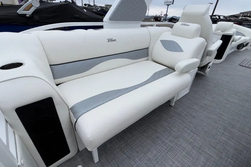 Slide: The Image of Luxurious seating on 2026 JC NEPTOON 27TT SPORT boat with white and gray upholstery. - 21