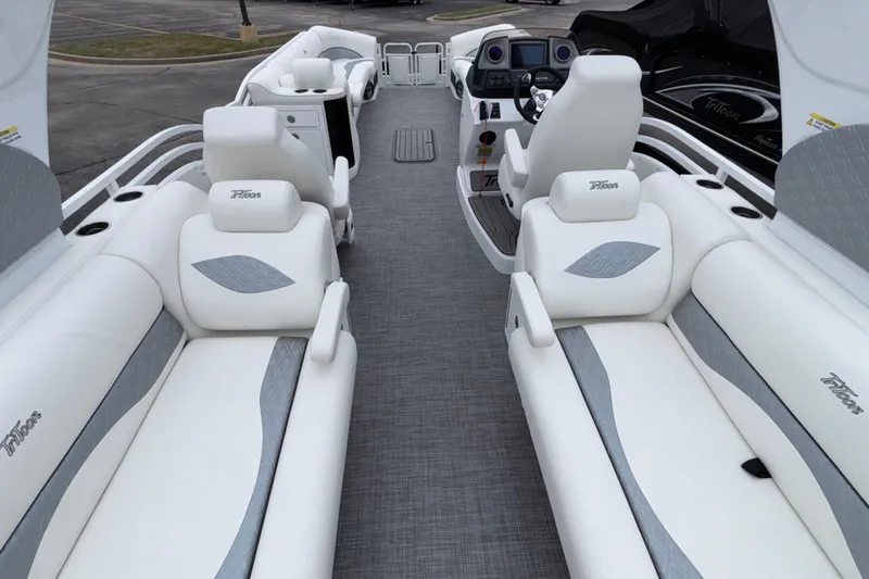 Slide: The Image of Luxurious interior of 2026 JC NEPTOON 27TT SPORT pontoon boat with plush seating. - 22