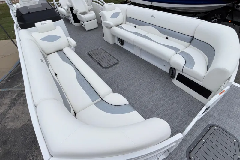 Slide: The Image of Luxurious interior of 2026 JC NEPTOON 27TT SPORT pontoon boat with plush seating. - 8