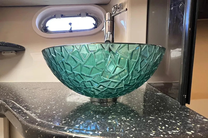 Slide: The Image of Green textured glass sink in 2008 Four Winns 378 Vista yacht bathroom. - 37