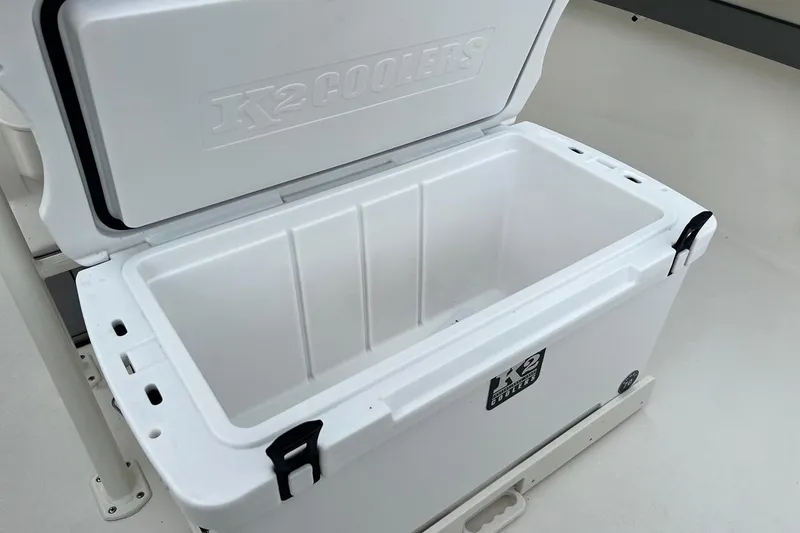 Slide: The Image of Open K2 cooler on Key West 239 FS boat, 2026 model. - 29
