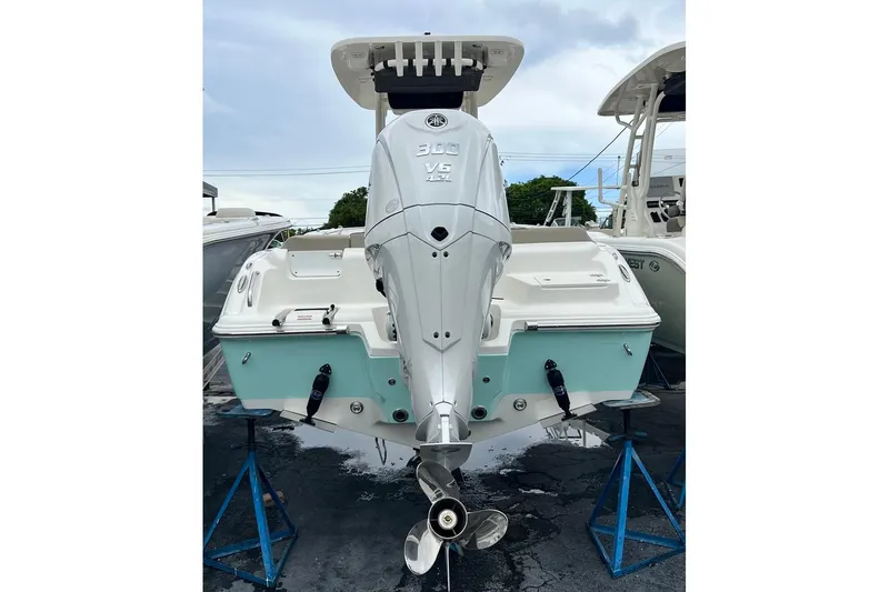 Slide: The Image of 2026 Key West 239 FS boat with powerful outboard motor on display. - 5