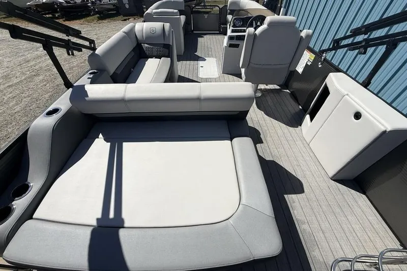 Slide: The Image of 2021 Godfrey SW 2286 SFL GTP pontoon boat interior with plush seating and modern design. - 25