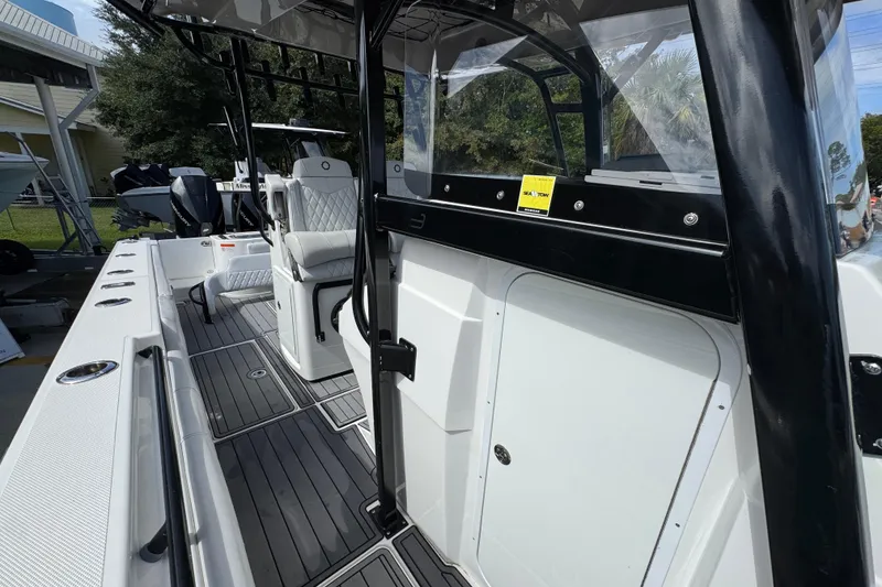 Slide: The Image of 2020 Fountain 38 Tournament Edition boat interior with seating and sleek design. - 23