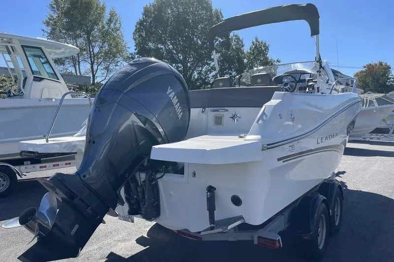 Slide: The Image of 2022 Jeanneau 7.5 Leader boat with Yamaha outboard motor on trailer. - 7