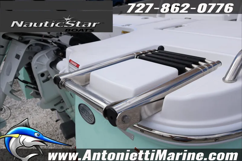Slide: The Image of 2026 NauticStar 191 Hybrid boat with ladder, showcased by Antonietti Marine. - 8