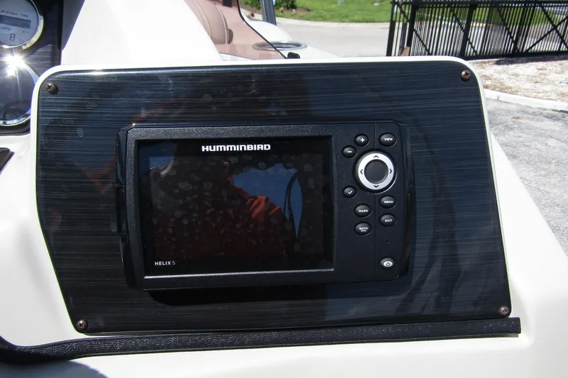 Slide: The Image of Humminbird Helix 5 fish finder on 2021 Starcraft SLS 1 boat dashboard. - 20