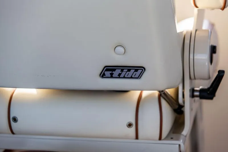 Slide: The Image of Stidd seat detail on 2007 Hinckley Talaria 40 yacht, showcasing luxury craftsmanship. - 21