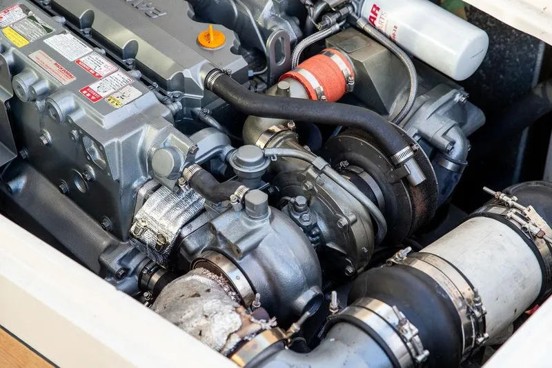 Slide: The Image of Engine of 2007 Hinckley Talaria 40 yacht, showcasing mechanical components and details. - 30