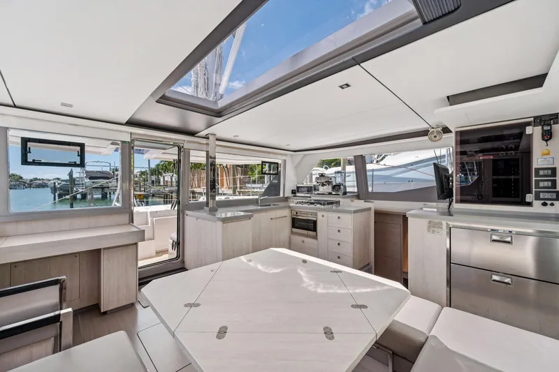 Slide: The Image of Modern interior of 2021 Leopard 45 yacht with spacious kitchen and dining area. - 43