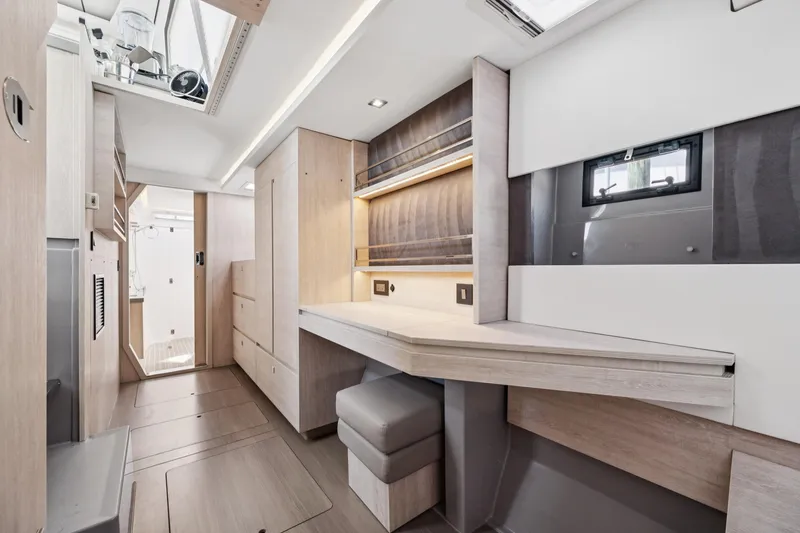 Slide: The Image of Modern interior of 2021 Leopard 45 yacht with sleek design and natural lighting. - 76